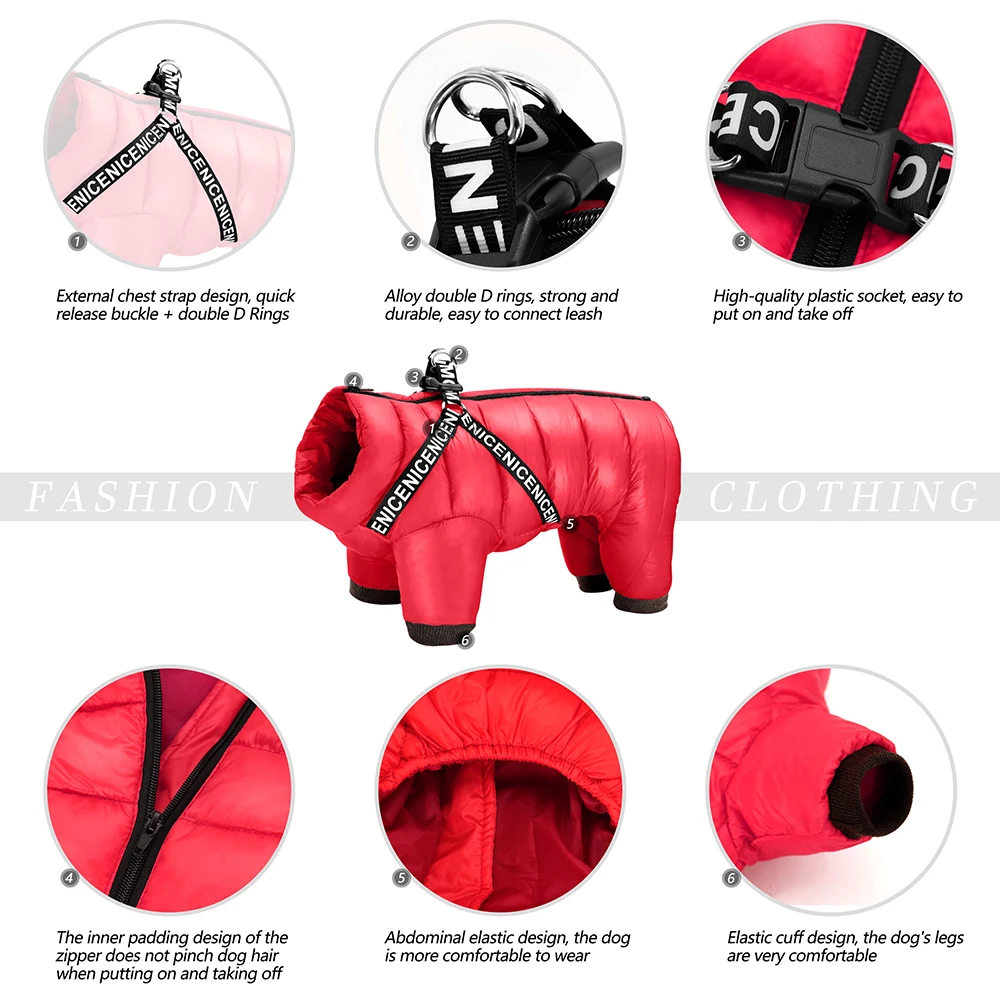 Chaqueta de invierno para perros con arnés – Impermeable y cálida - imagen 3