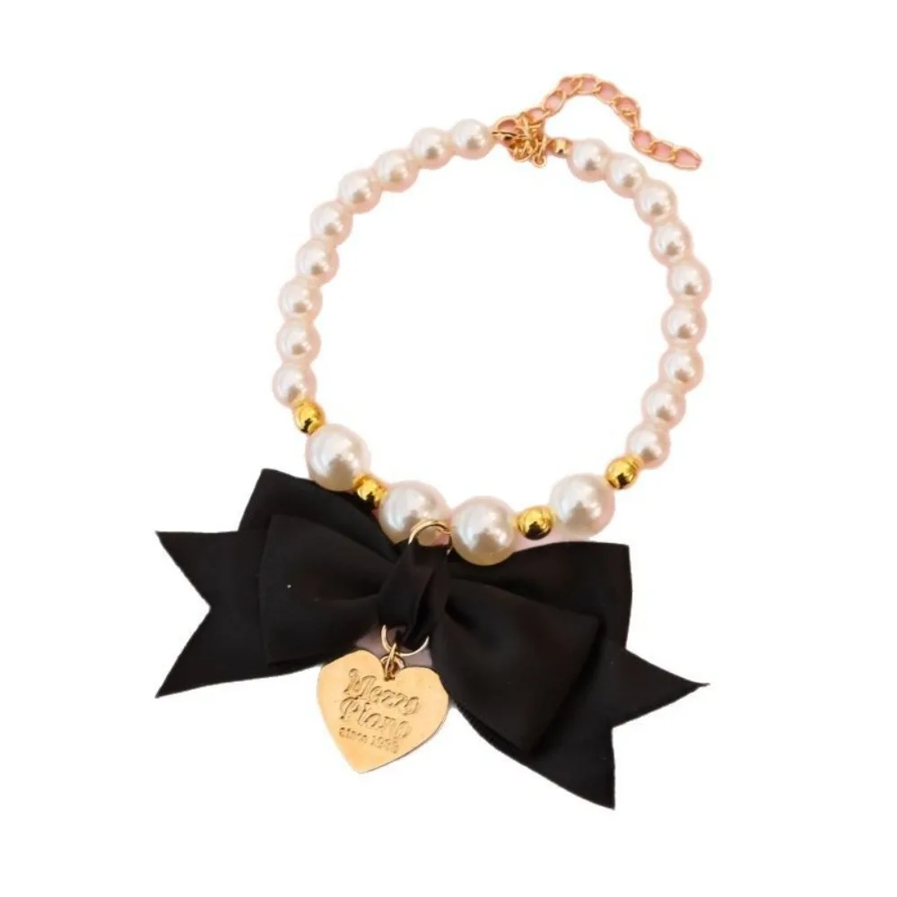 Collar de perlas boda para gatitos y perritos – Pajarita y corazón - imagen 5