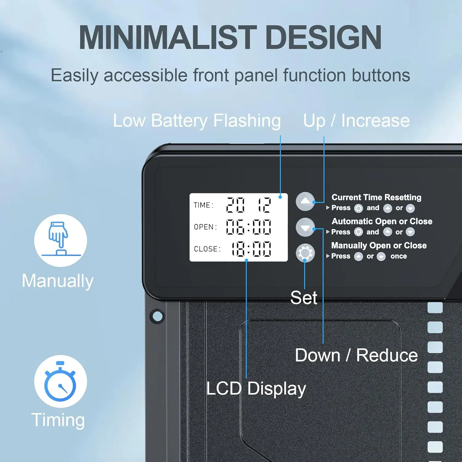 Puerta automática para gallinero con temporizador LCD - imagen 5