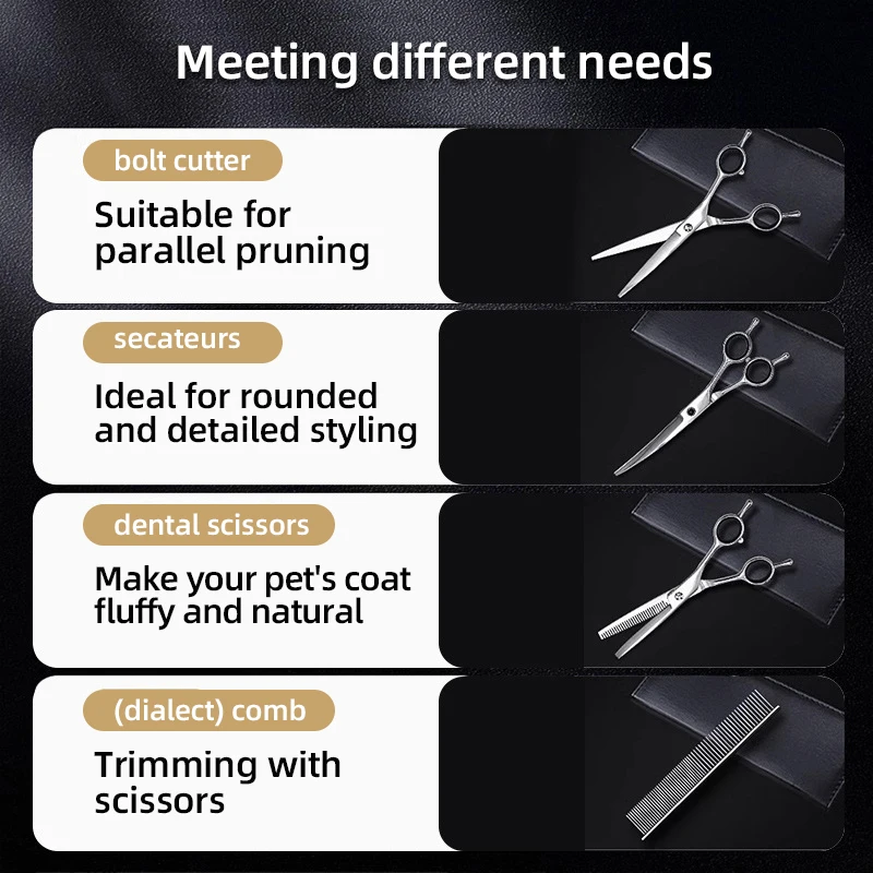 HOOPET-Tijeras para cortar el pelo de mascotas, juego de afeitado especial para gatos y perros, herramientas de peluquero, tijeras curvadas de peluche - imagen 5