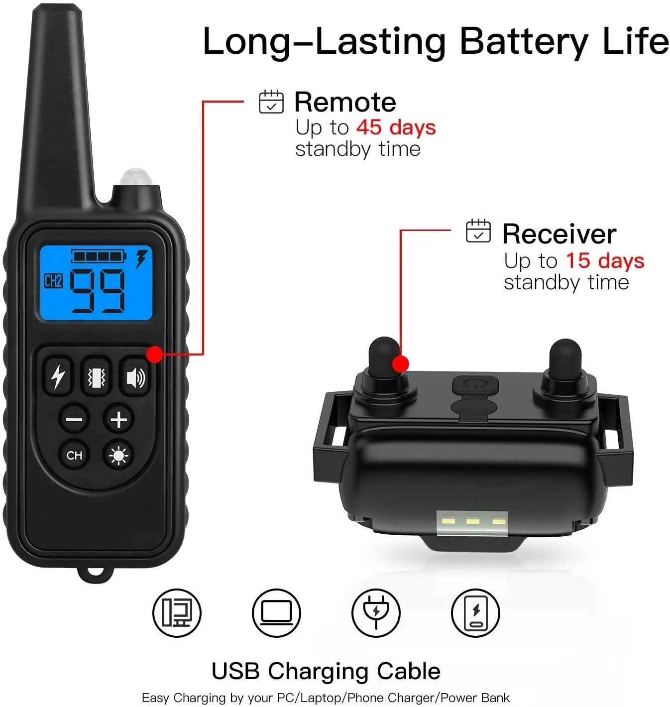 Collar de entrenamiento para perros y mascotas de 800M, Collar de choque eléctrico para perros IP7, buceo, resistente al agua, Control remoto, dispositivo para perros, pantalla LCD de carga - imagen 2