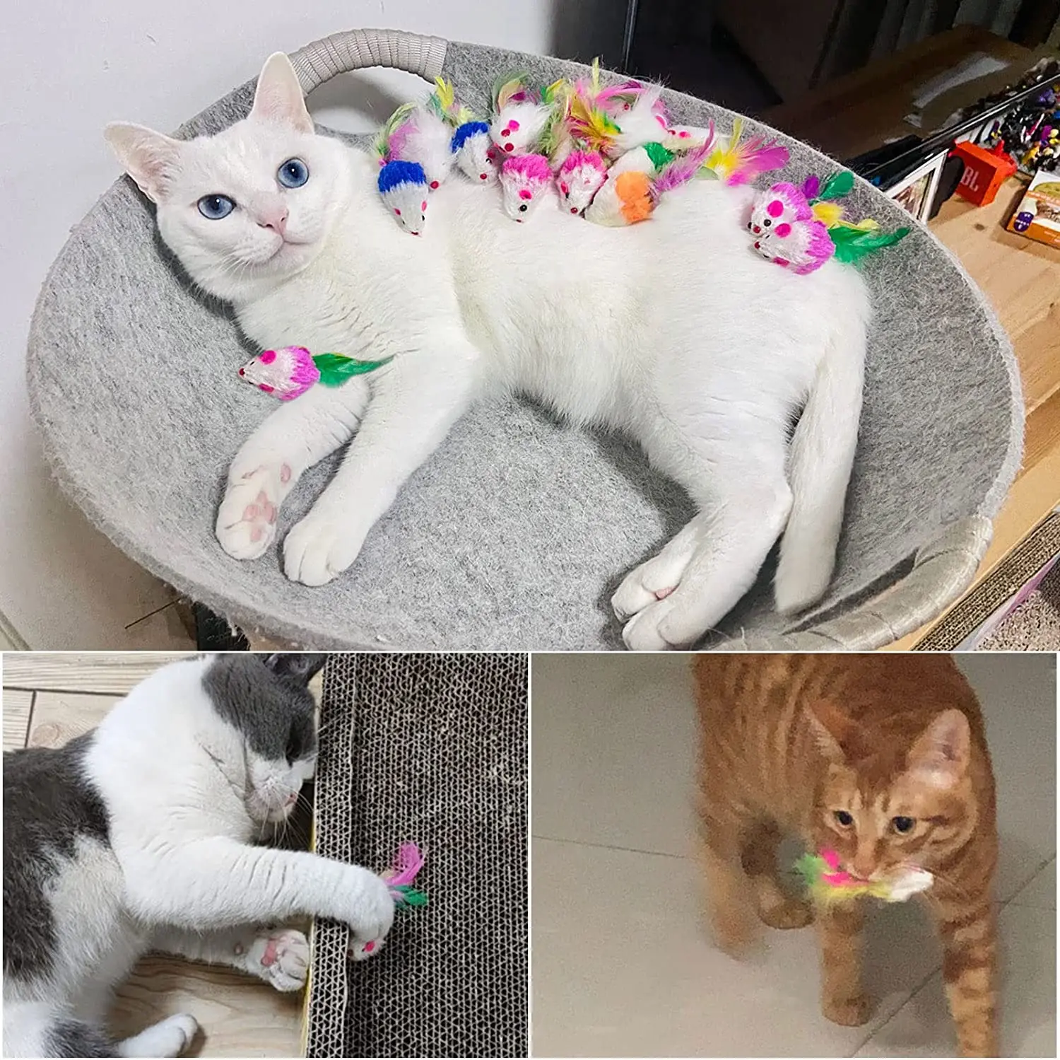 Bolas de goma EVA de colores para gatos, juguete de primavera para gatos, pelota de ratón para interiores, bolas de entrenamiento duraderas para masticar y rascar, suministros para mascotas, 100 Uds. - imagen 4