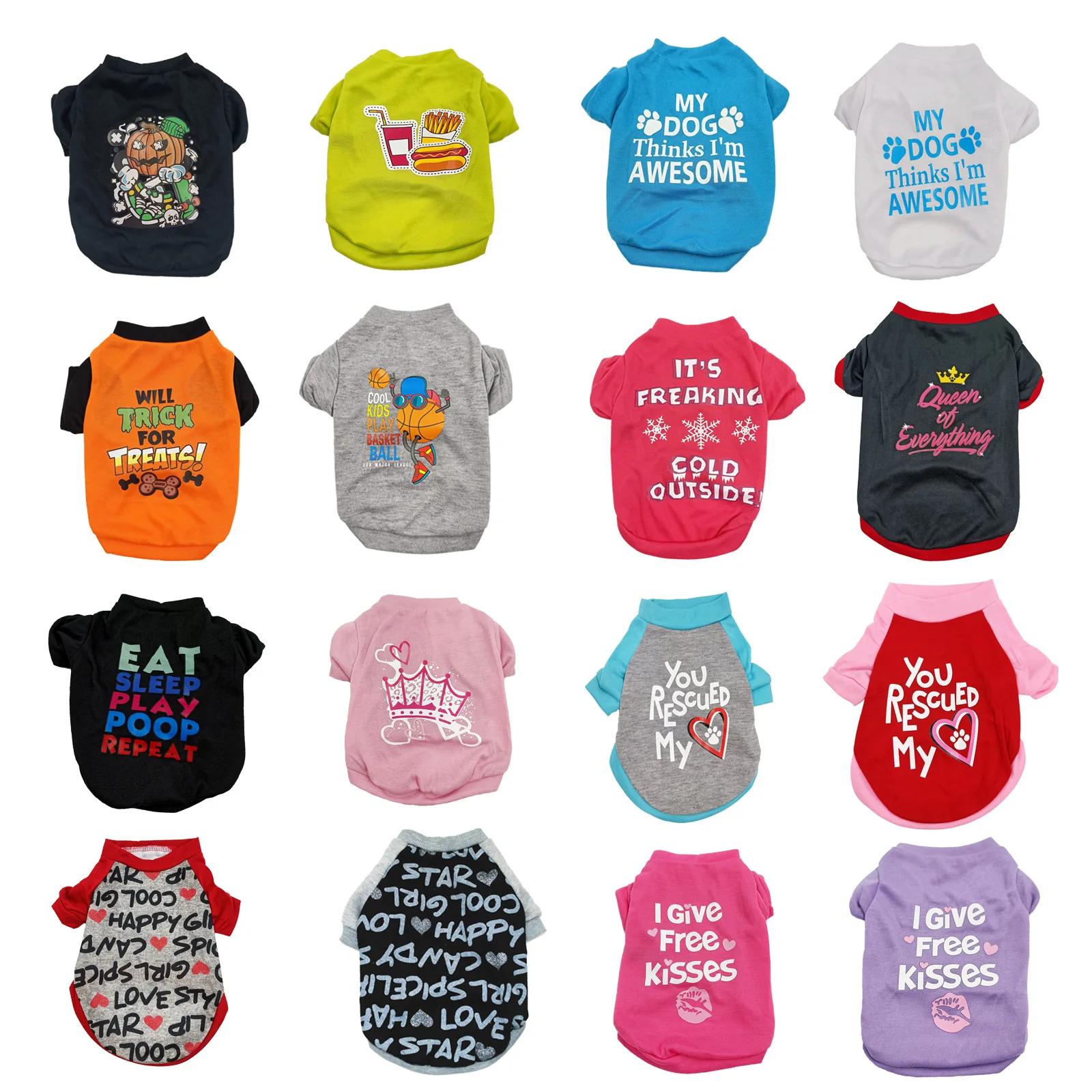 Camiseta con estampado bonito para mascotas, ropa para perros y gatos, chaleco de algodón, ropa para Pug, disfraces para perros pequeños - imagen 2