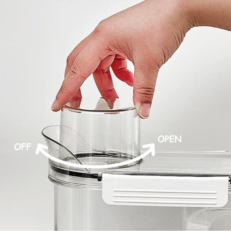Dispensador de detergente para ropa recargable, caja de almacenamiento de polvo, suavizante de lavado transparente, contenedor de líquidos para almacenamiento de lejía con tapas - imagen 2