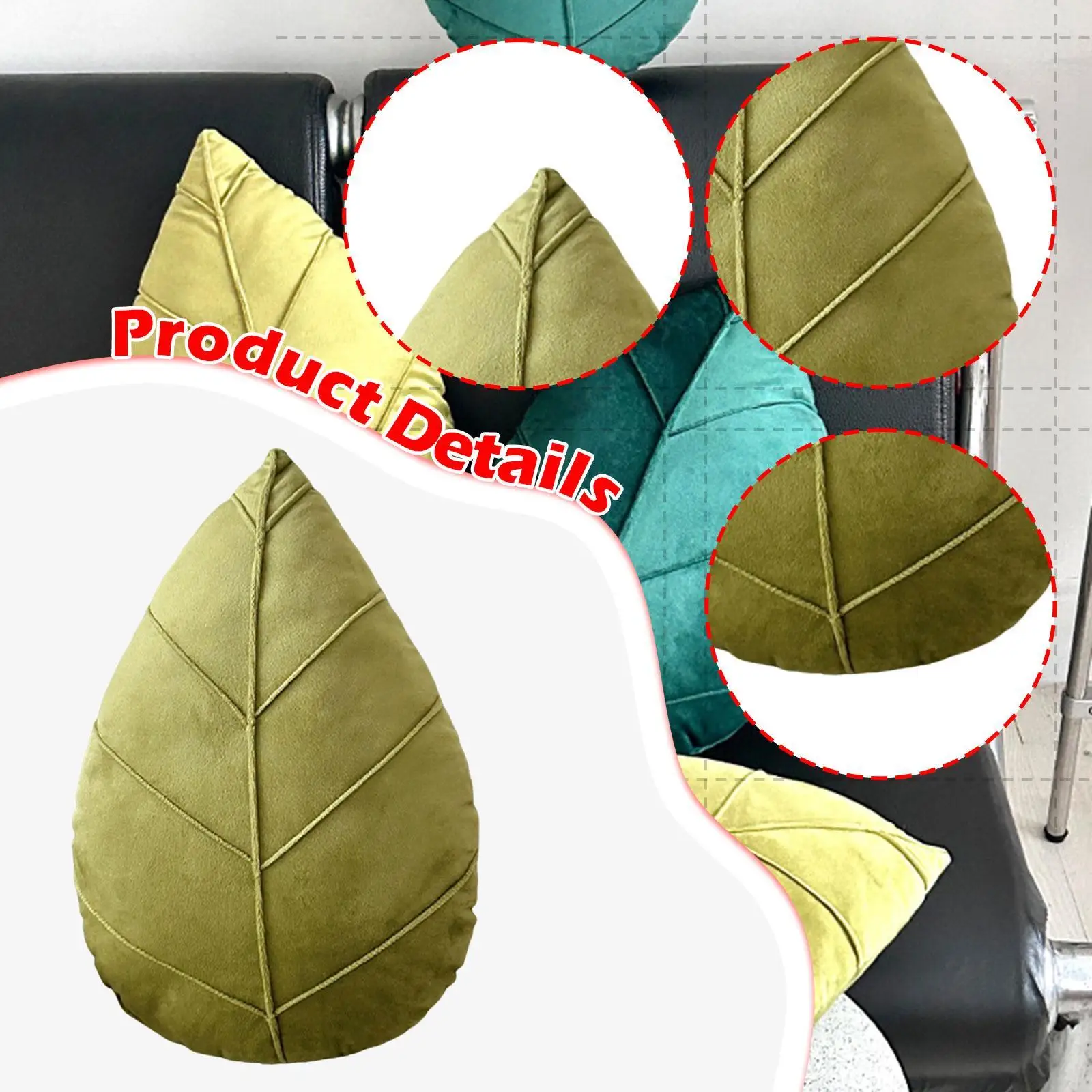 Almohada decorativa de hojas, regalo de viaje, cómoda almohada de felpa, almohada de planta para sala de estar, sofá, vacaciones, jardín, amante, oficina - imagen 5