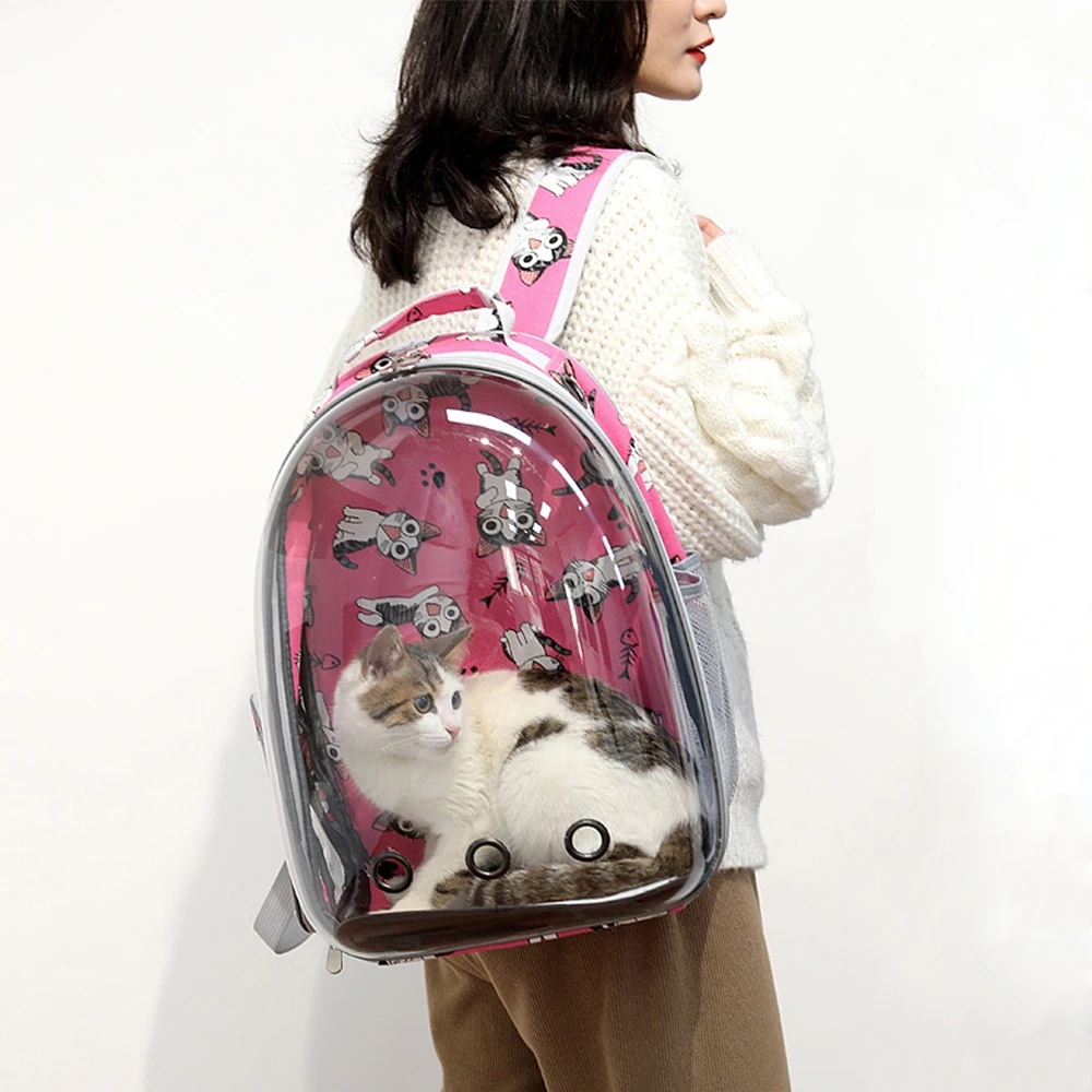 Mochila portátil transpirable para mascotas, bolsa de transporte transparente para cachorros y perros, cápsula espacial para viajes al aire libre - imagen 2