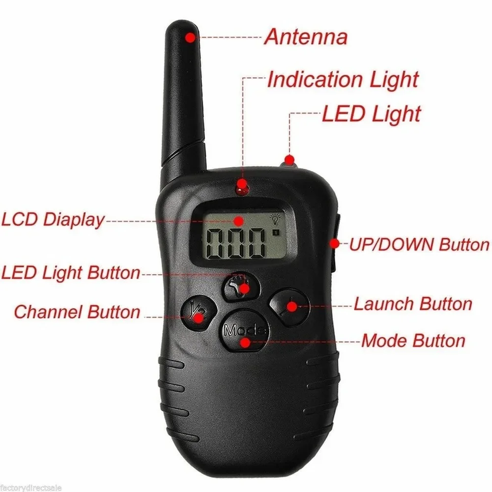 Entrenador eléctrico antiladridos para perros, entrenamiento para dejar de ladrar mascotas, Collar ajustable, Control remoto, 300 m, sin batería - imagen 3