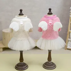 Vestido princesas para perros pequeños – Felpa suave con alas desmontables