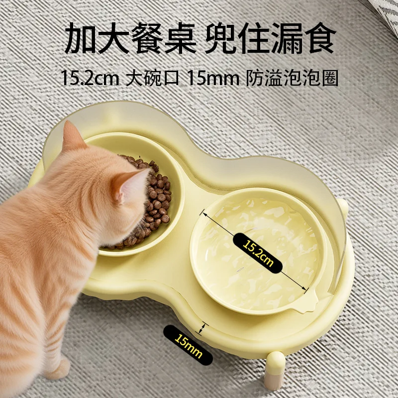 Estante para cuencos para gatos con burbujas, cuenco para comida para perros, cuenco doble, cuenco para agua, cuenco para granos, cuenco para arroz, antisalpicaduras y no se golpean fácilmente