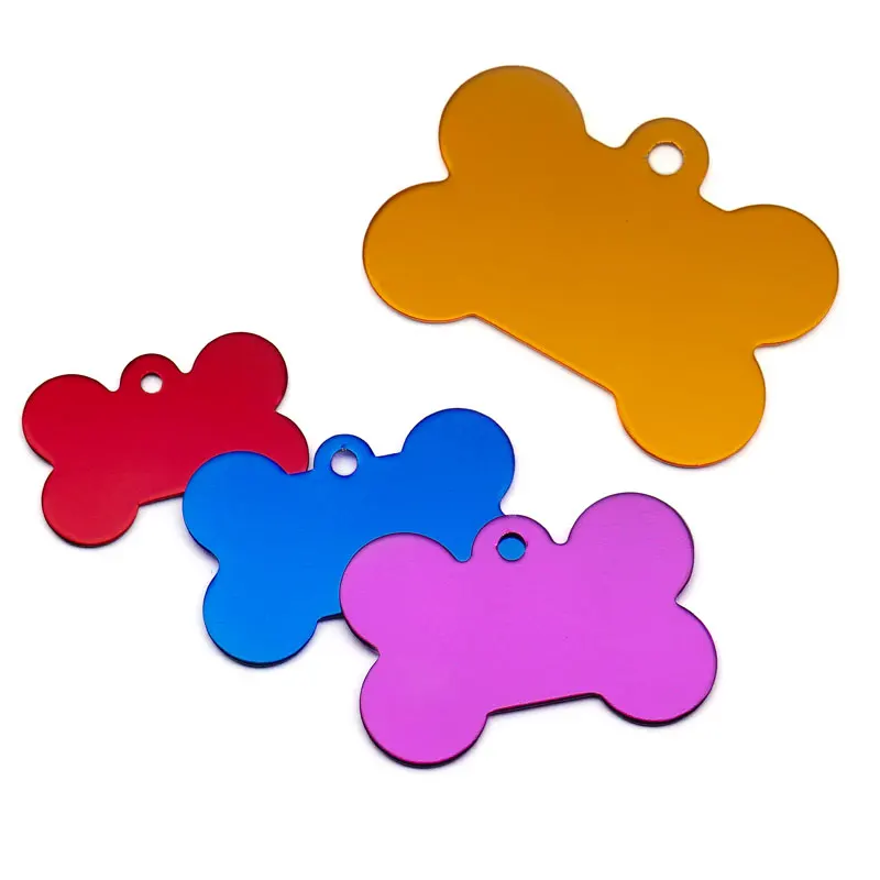 Venta al por mayor, 100 Uds., etiqueta de perro de hueso de aluminio, etiqueta personalizada con nombre de gato, etiquetas de identificación para perros, etiquetas de placa de identidad para perros personalizadas - imagen 2