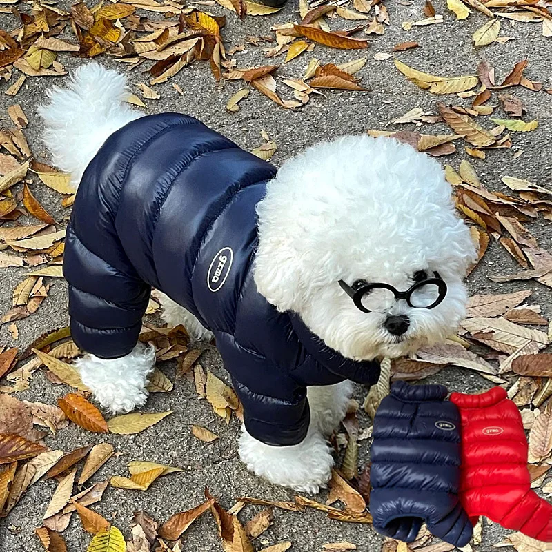 Abrigo de algodón para mascotas de cuatro patas, ropa gruesa de invierno para perros, chaqueta cálida de peluche, monos de moda maltés, XS-XL