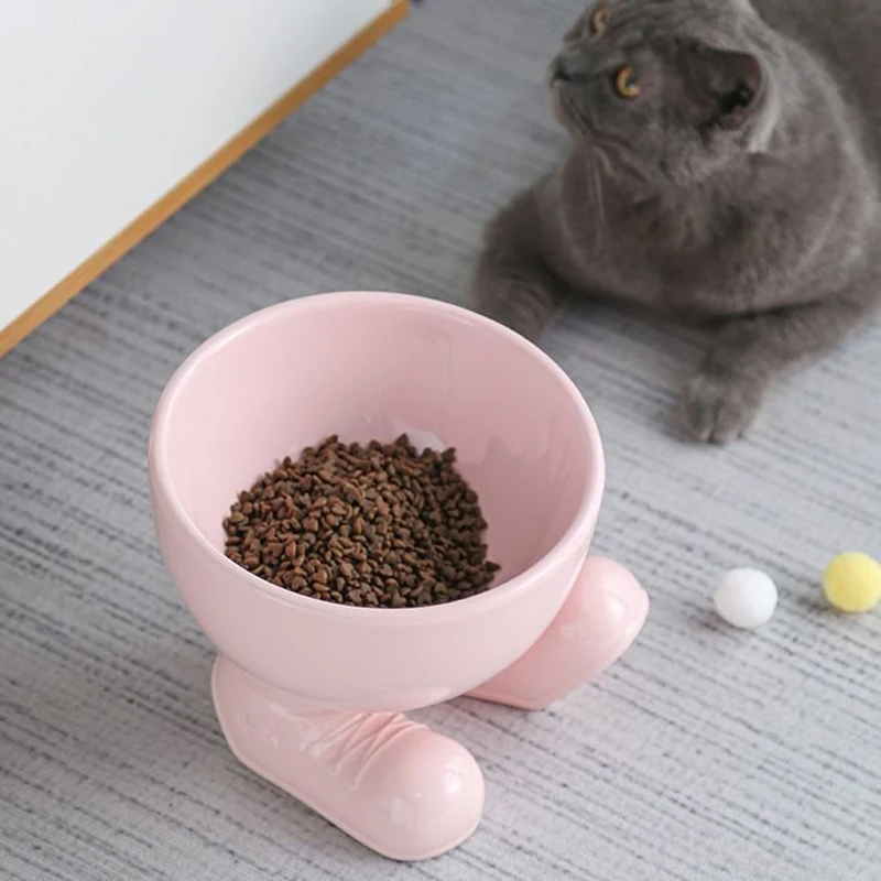 Cuenco de cerámica con patas altas para perros, cuenco portátil con protección de la columna Cervical y agua para alimentos, cuencos para beber de gran calibre, suministros para mascotas - imagen 5