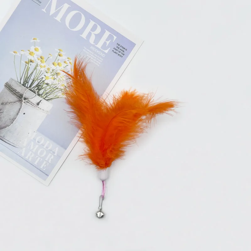 3/5/10 Uds. Palo de peluche para mascotas, campana de plumas, cabezal de repuesto, juguete de peluche para mascotas, juguete interactivo para aliviar el gato, juguetes para gatos - imagen 5