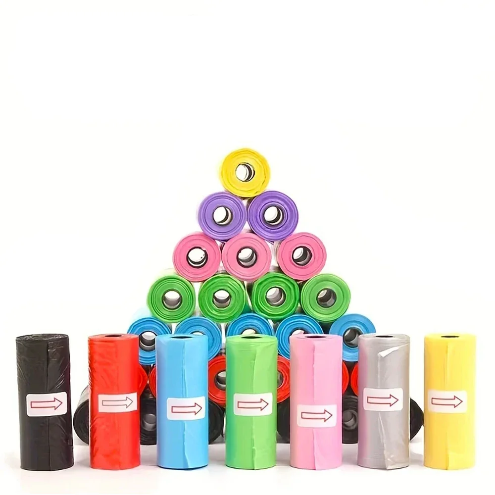 1200 Uds. Bolsas para excrementos de perro con estampado de pata de dibujos animados de colores aleatorios, bolsas para excrementos de mascotas, bolsas para residuos de perros a prueba de fugas para suministros para mascotas