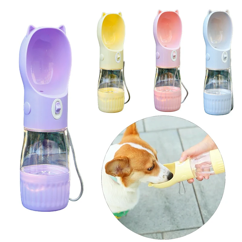 Botella de agua para perros, bebedero portátil para cachorros, alimentador de comida para perros pequeños y medianos, gatos, suministros para mascotas Corgi Beagle a prueba de fugas al aire libre