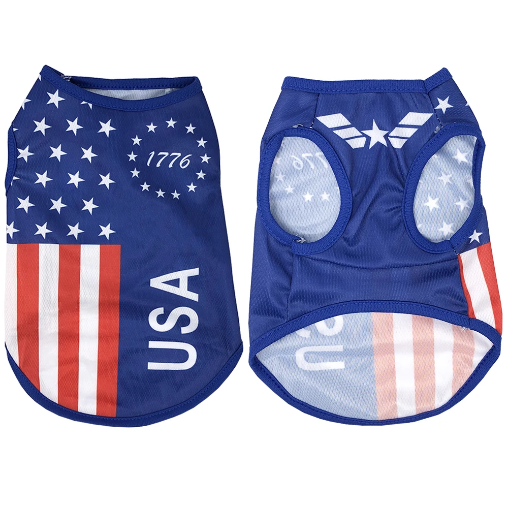 Camisa transpirable para perros y gatos pequeños y medianos, chaleco para el día de la independencia del 4 de julio, ropa de verano para cachorros, Chihuahua y Pug