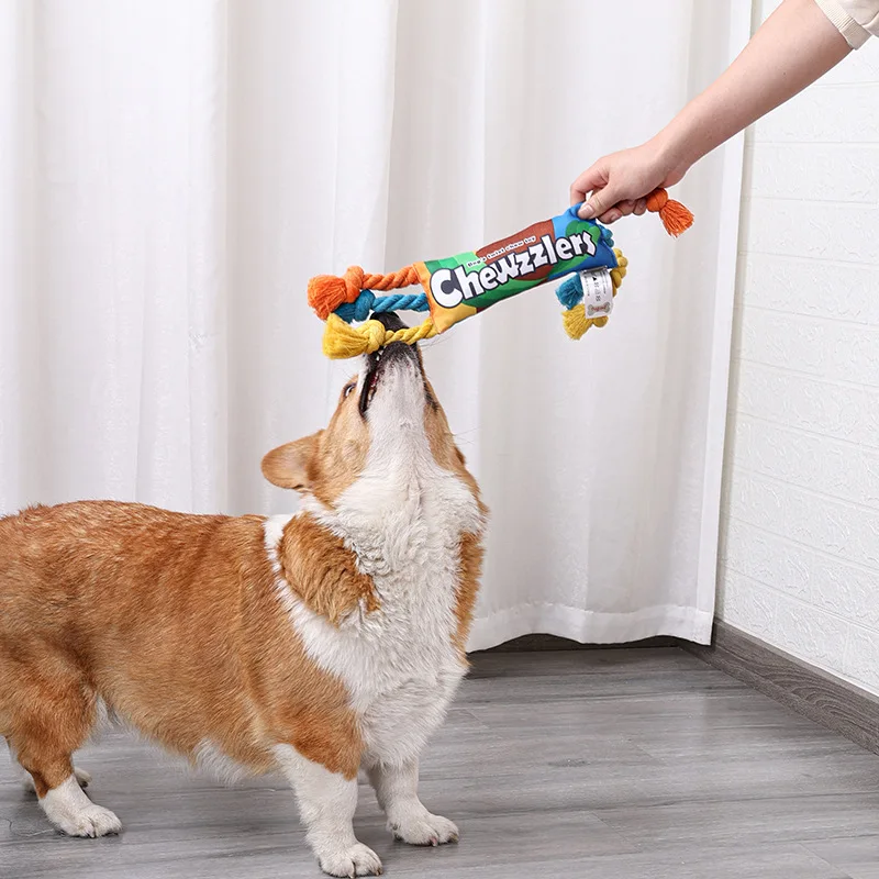 Juguetes para cachorros, cuerda para masticar de algodón colorida, juguete con nudo, juguetes trenzados duraderos para perros, limpieza de dientes, cuerda de hueso trenzada - imagen 3