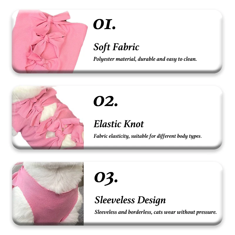 Ropa súper elástica para gatos con esfinge, camisa para bebé, suéter, bata quirúrgica, accesorios para mascotas, pijama con lazo, mono para animales femeninos - imagen 5