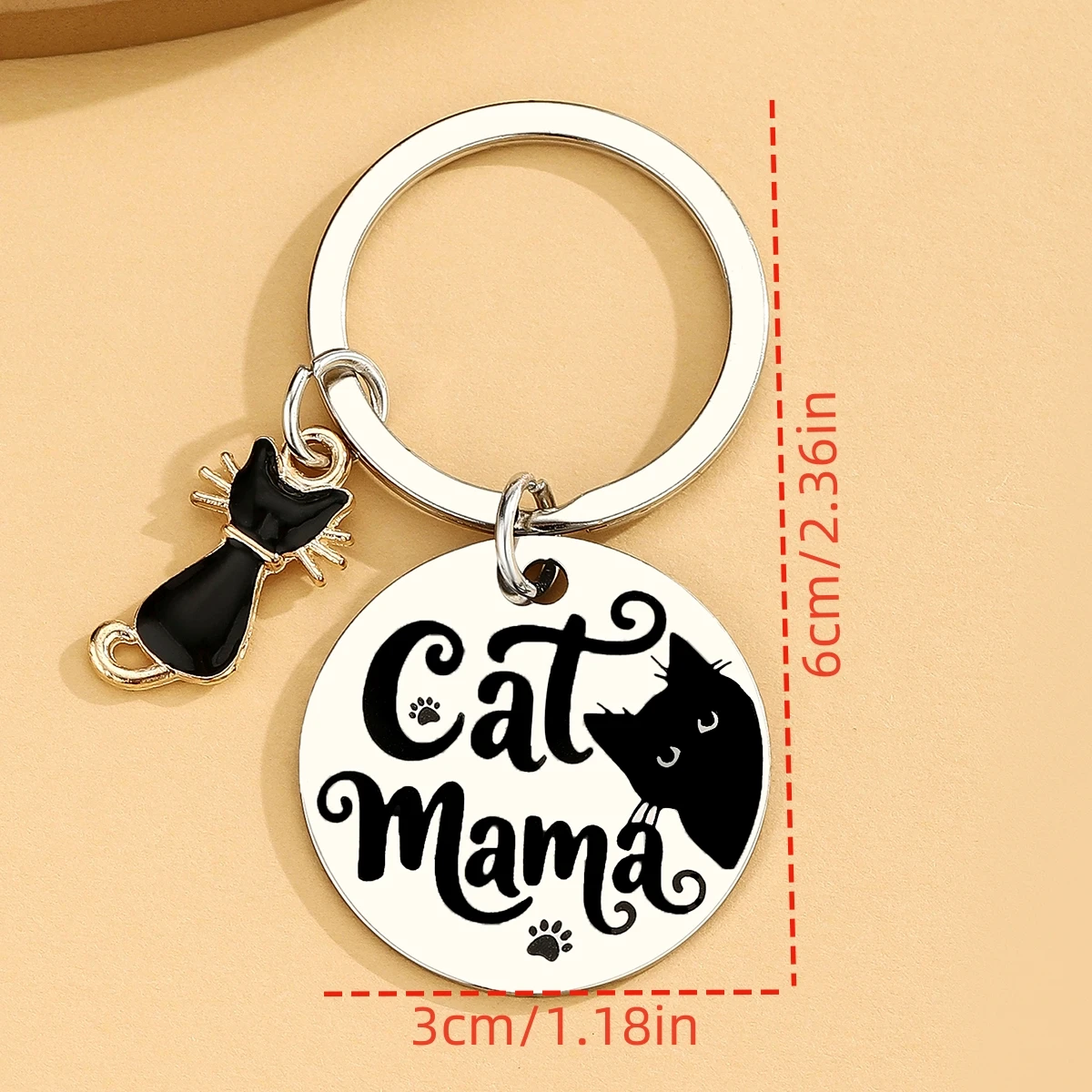 Regalos de mamá de gato para mujer, regalo único de cumpleaños para amantes de los gatos negros para mujeres y niñas, llavero divertido de gato de Halloween para mujer, regalo - imagen 3