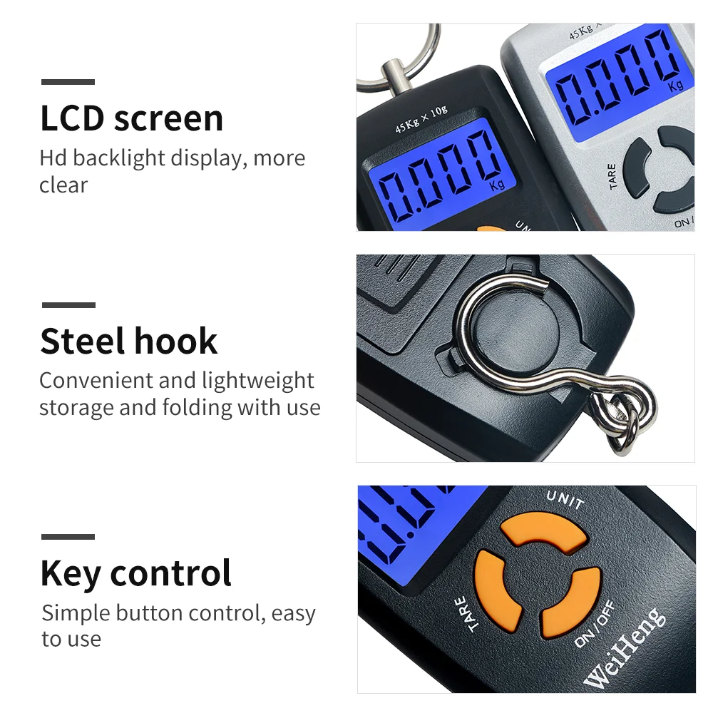 Mini báscula colgante de 45kg/10g, báscula Digital para maleta, balanza electrónica portátil de pesaje, Kg Lb Oz Jin, báscula para anzuelo de pescado - imagen 4