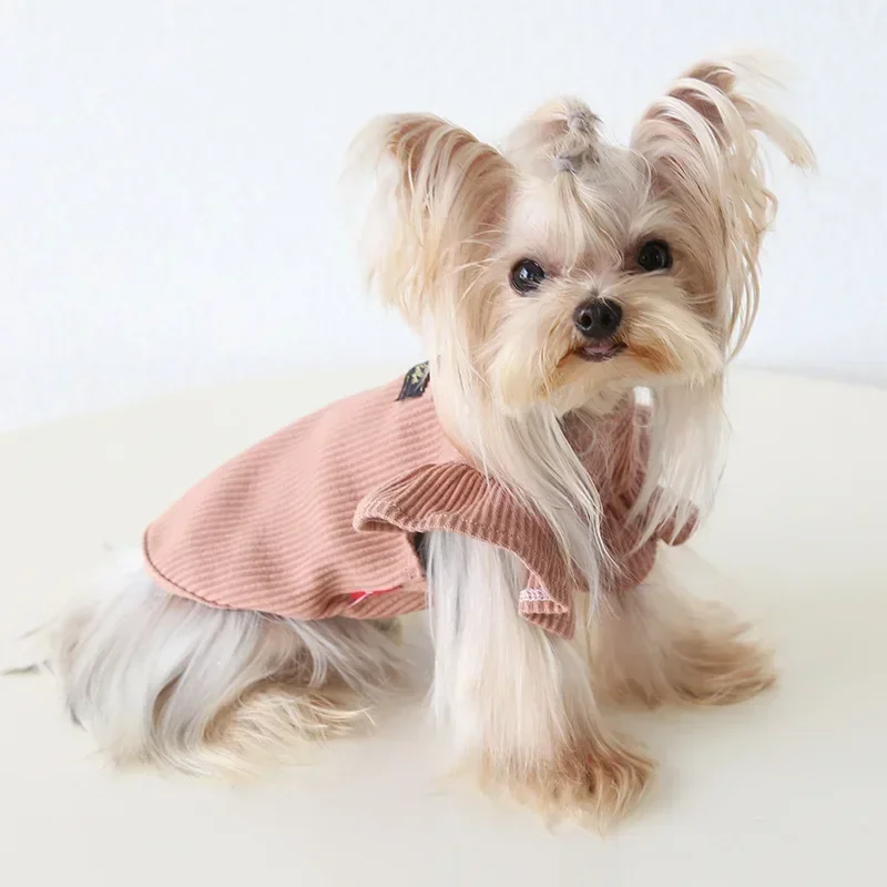 Camisa básica de manga de mosca con solapa para mascotas, ropa de cuello alto para gatos, camisa Base para mascotas, ropa de otoño e invierno con capucha para perros, ropa para cachorros - imagen 4