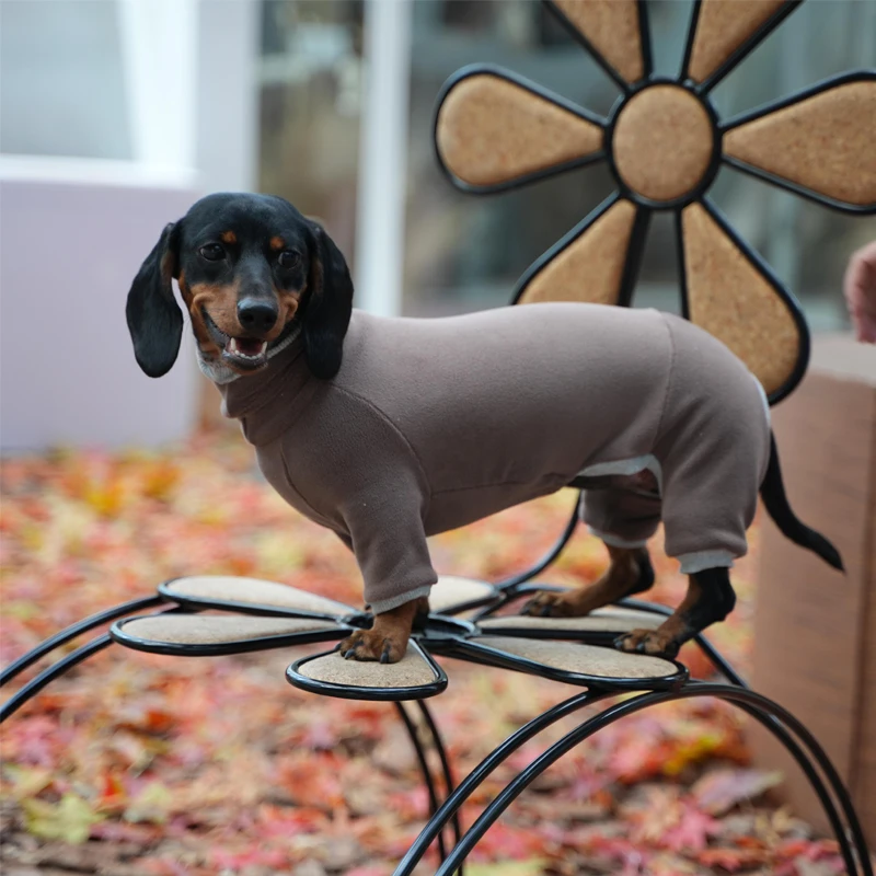 Ropa cálida para perro salchicha, pijamas elásticos de cuatro patas para perro salchicha suave, ropa cómoda para perro tejón en invierno - imagen 5