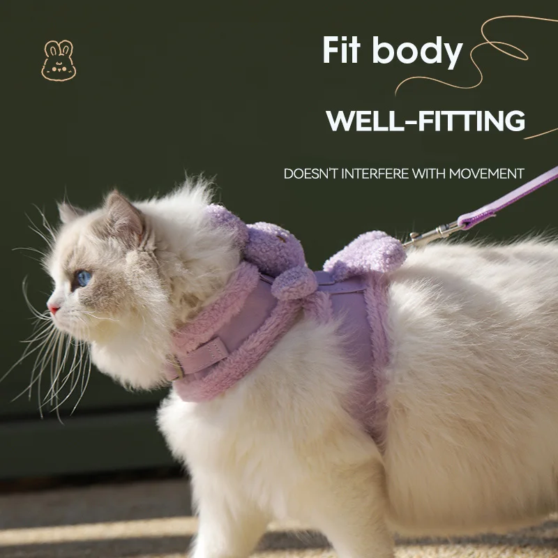 HOOPET Juego de transporte ajustable para mascotas, correa para perros, al aire libre, cálido, dibujos animados, conejo, invierno, al aire libre - imagen 5