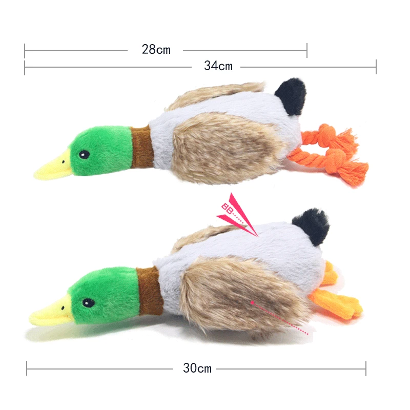 Lindo pato de peluche sonido juguetes para mascotas relleno Animal chirriante juguete para perros limpieza diente perro masticar cuerda juguetes accesorios para perros Juguetes - imagen 3