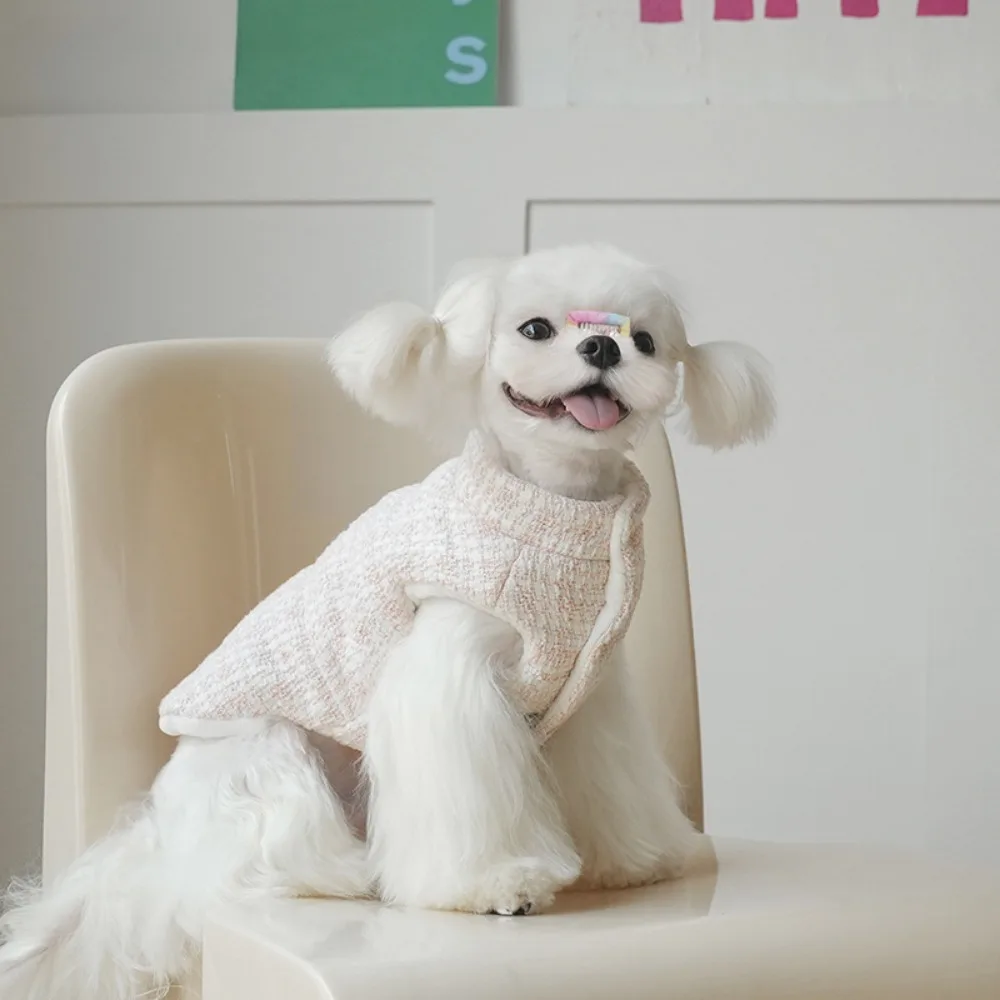 Parkas de cuello alto para perros, Otoño/Invierno, Color sólido, Schnauzer bordado, pierna de oso, ropa para mascotas para perros pequeños, ropa para cachorros - imagen 3