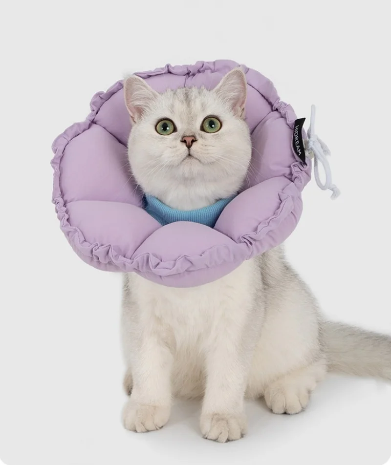 Collar de recuperación para gatos de gran diámetro, cono suave ajustable para gatitos, peso ligero, impermeable, Collar isabelino para evitar lamer