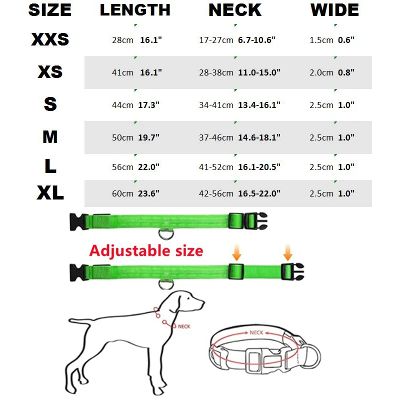 Collar LED para perros recargable por USB, Collar luminoso y de alta visibilidad iluminado para razas pequeñas, medianas y grandes, para caminar por la noche de mascotas - imagen 5