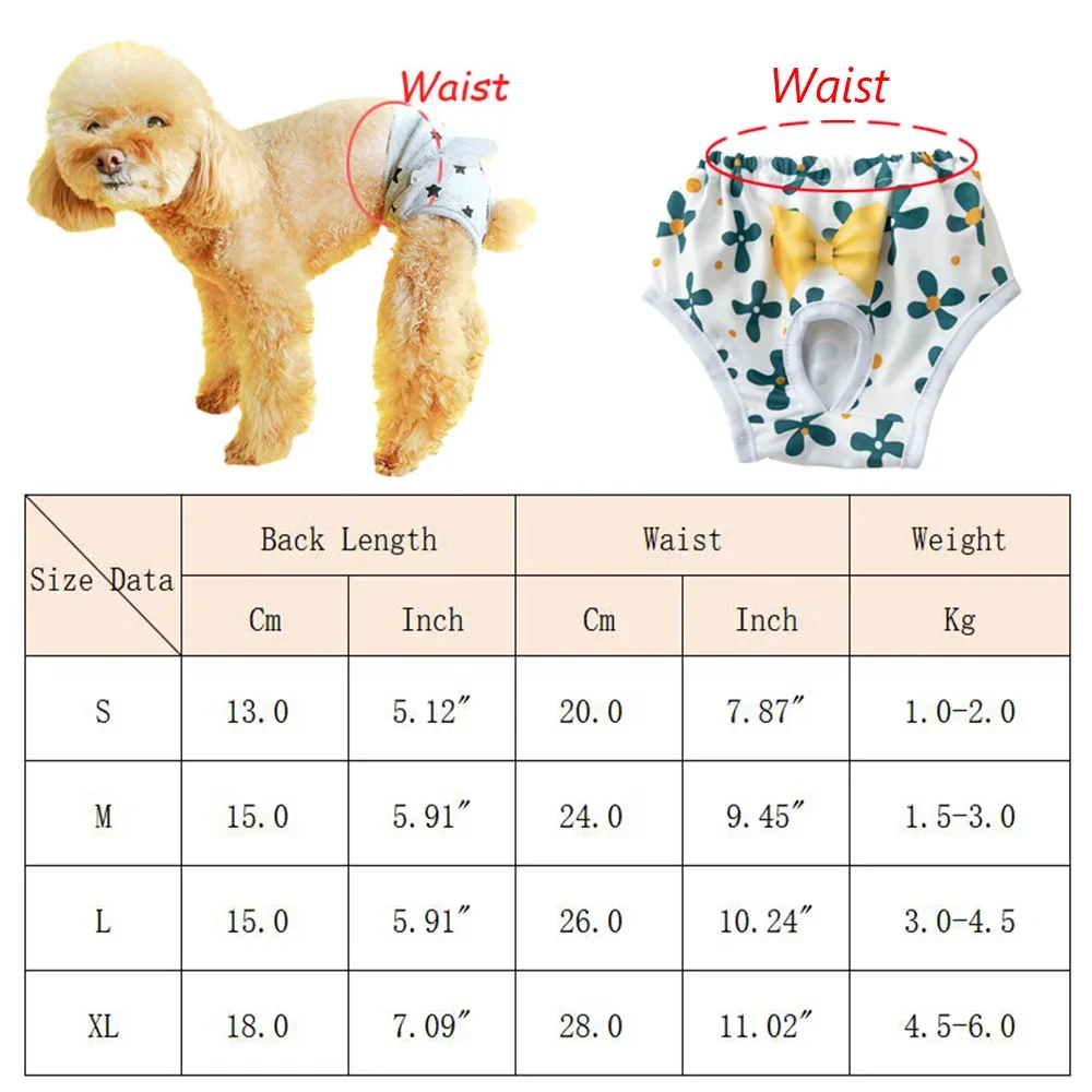 Pañales reutilizables para mascotas, pantalones cortos para perros pequeños, previenen la cosecha, pantalones fisiológicos para cachorros, ropa interior maltesa Chihuahua - imagen 2