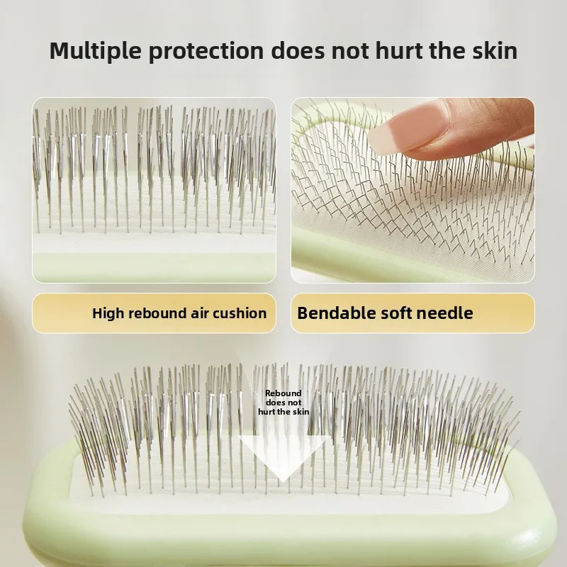 Cepillo para perros, removedor de pelo para mascotas, cepillo de masaje para gatos, peines de acero inoxidable para limpieza del pelo de perros, cepillos con mango cómodo, aseo para mascotas - imagen 2