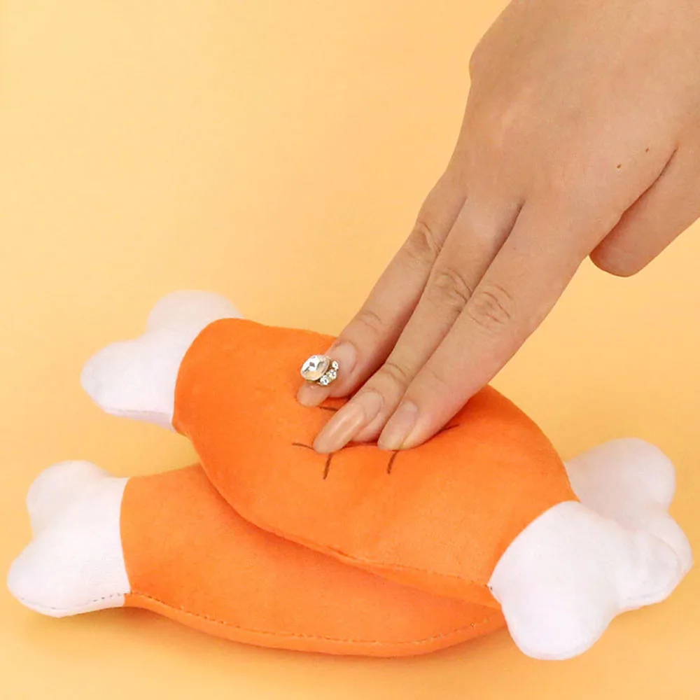 Juguete de peluche para perros con patas de pollo y hueso chirriante, juguete interactivo para masticar para perros, alivio del aburrimiento, juguete chirriante para mascotas, - imagen 3