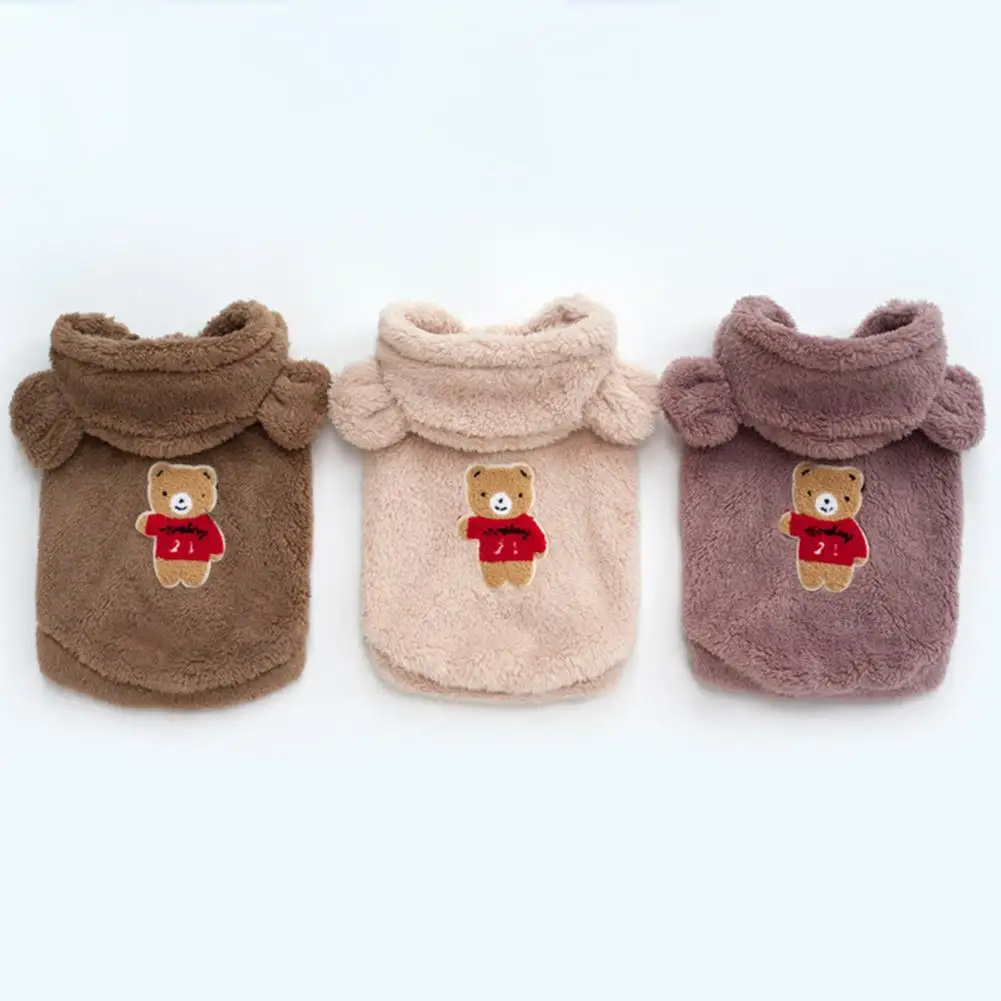 Sudaderas con capucha de invierno para perros, diseño de oso, cierre de botón, ropa para cachorros y gatos, accesorio de fotografía cálido con capucha, jersey para mascotas, ropa para mascotas para exteriores - imagen 3