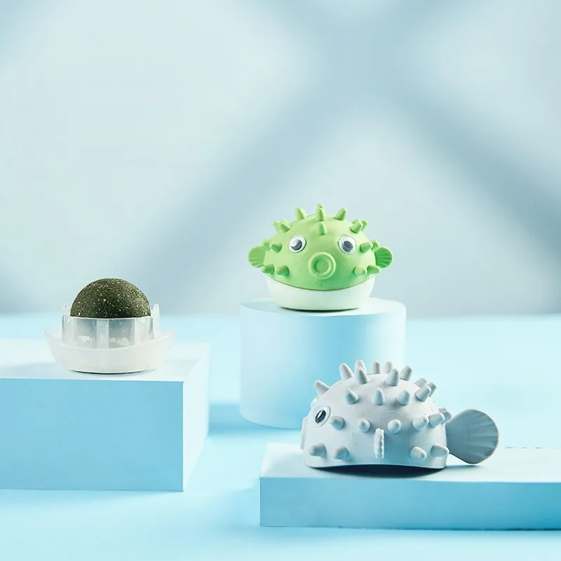 Bola de hierba gatera para moler dientes de mascotas, juguetes para gatos, suministros de juego interactivos duraderos para interiores, productos para masticar de plástico montados en la pared - imagen 3