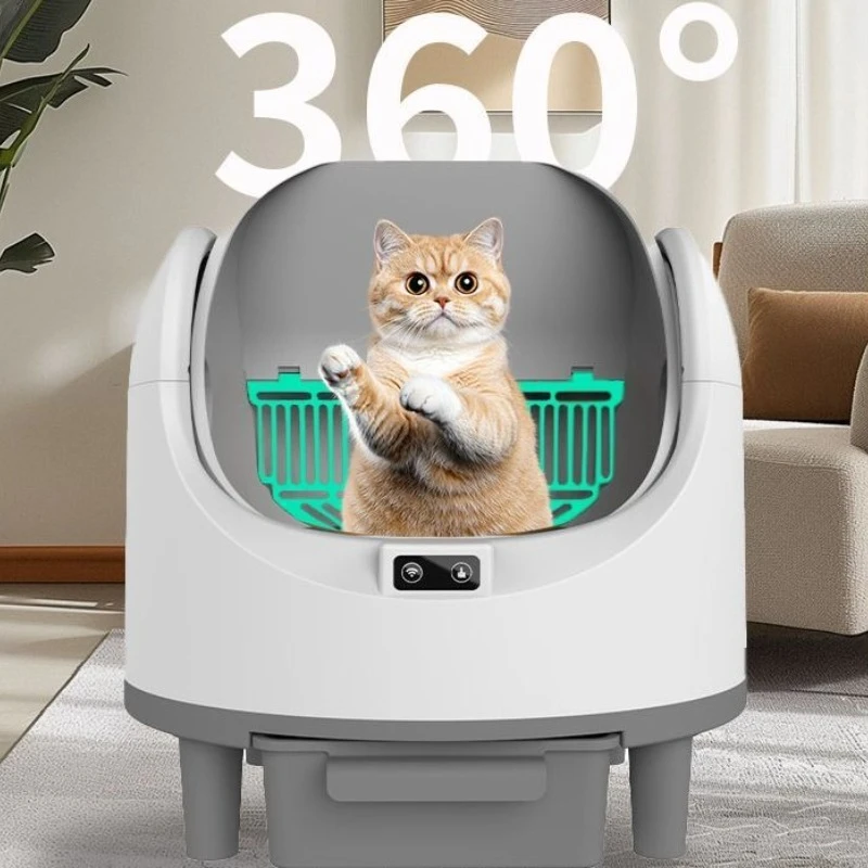 Caja de arena automática para gatos, caja de arena para gatos a prueba de salpicaduras de gran tamaño, caja de arena para limpieza antiolor, suministros de productos de baño para mascotas - imagen 5
