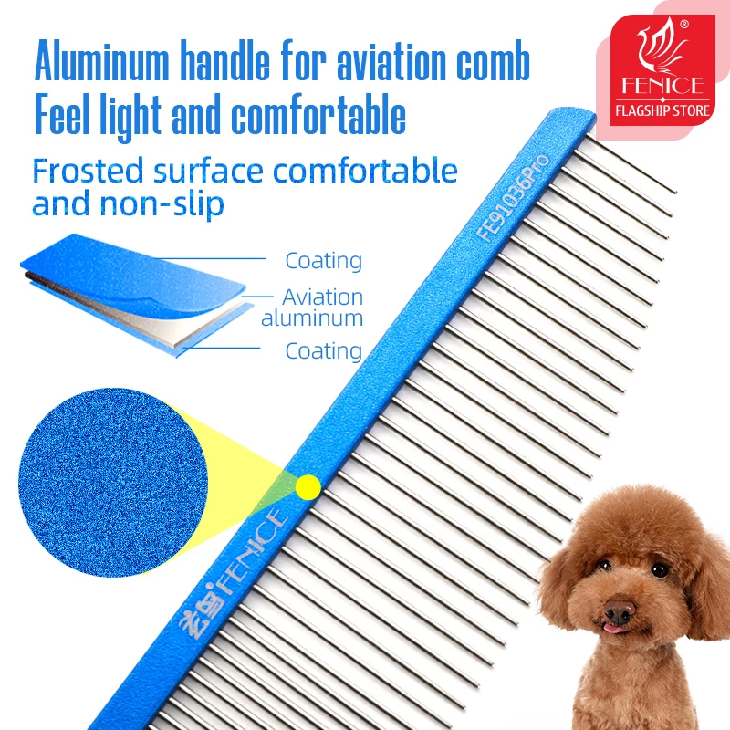 Peine estilo Luna Fenice para el cuidado de mascotas, peine individual de Metal de aluminio para perros, peine de acero inoxidable para perros y gatos, cepillo para el pelo - imagen 5