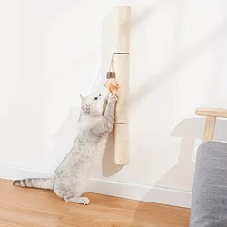 Poste rascador de madera maciza para gatos con cuerda de Sisal, árboles para gatos montados en la pared, estante de escalada para gatos, muebles para rascar juguetes
