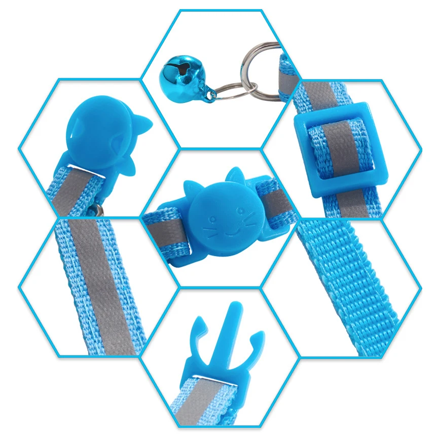 Hebilla de seguridad reflectante para gato, Collar colorido, ajustable, nombre de identificación personalizado, Collar grabado, accesorios, Collar con placa de identificación - imagen 4