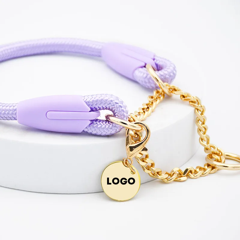 Juego de Collar y correa para perro de cuerda trenzada, plomo de entrenamiento para mascotas de nailon resistente para perros medianos a grandes, caminar al aire libre con bloqueo - imagen 3