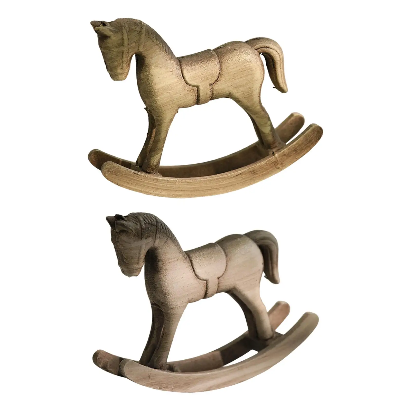 Adorno de estatuilla de caballo mecedora de madera Retro artístico multifuncional para escritorio - imagen 3