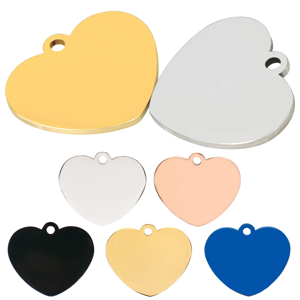 Colgante de placa de identificación de perro en forma de corazón, accesorio de acero inoxidable para collar de identificación de Mascota, personalizado, grabado, personalidad, gato, 20 piezas