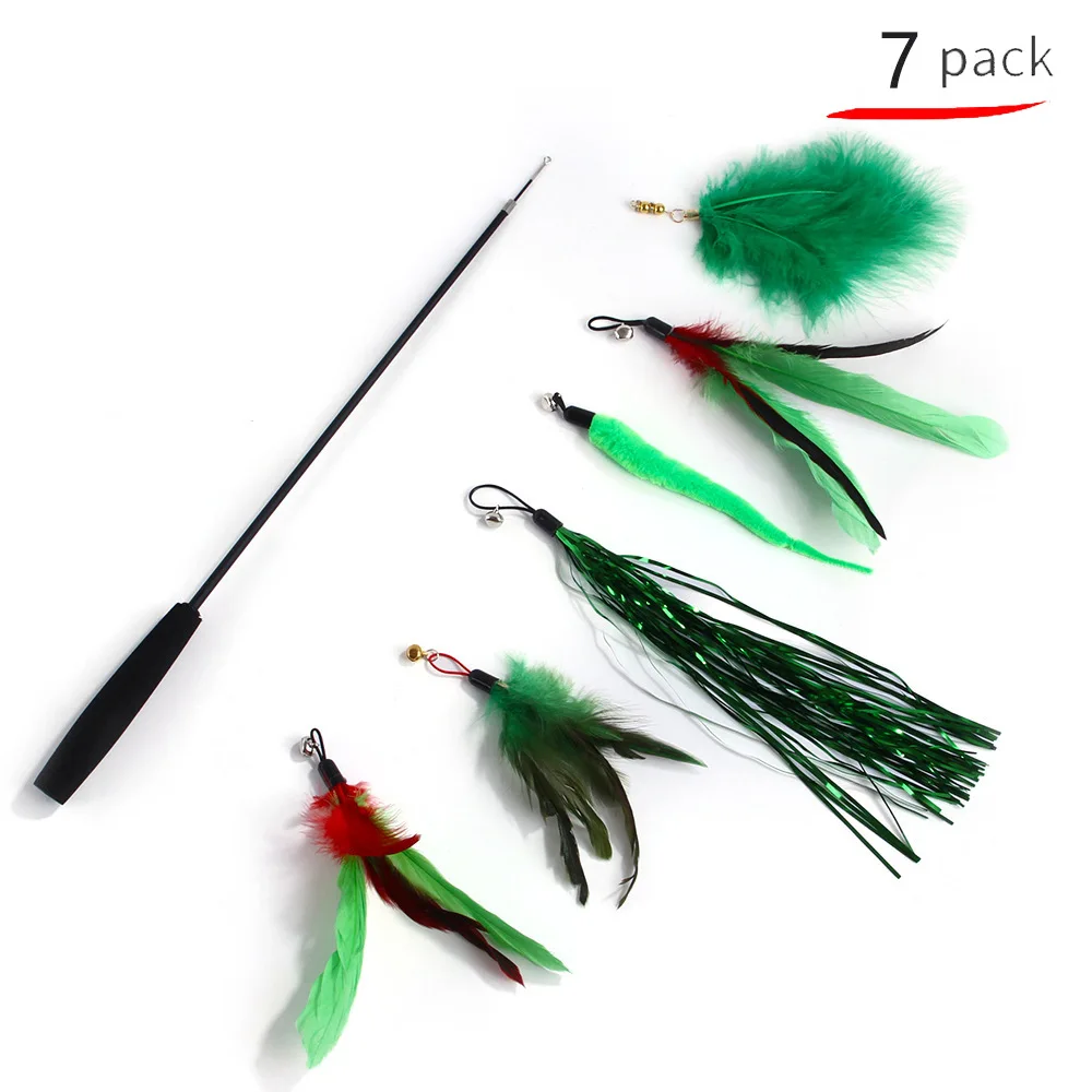 Juego de juguetes para gatos NONOR, varita rompecabezas de plumas, juguete para gatitos, recargas de bolas con forma de ratón, formas para jugar sin palo - imagen 5