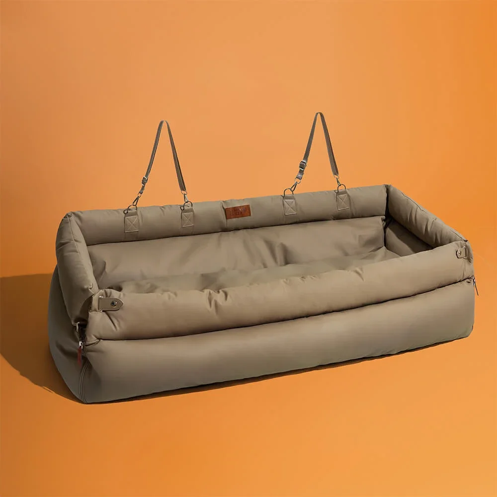 Torno de salida para mascotas, asiento de coche de cuero sintético de lujo para perros, cama de coche para gatos, cama elevadora, asiento de coche para perros y gatos, asiento de viaje - imagen 5