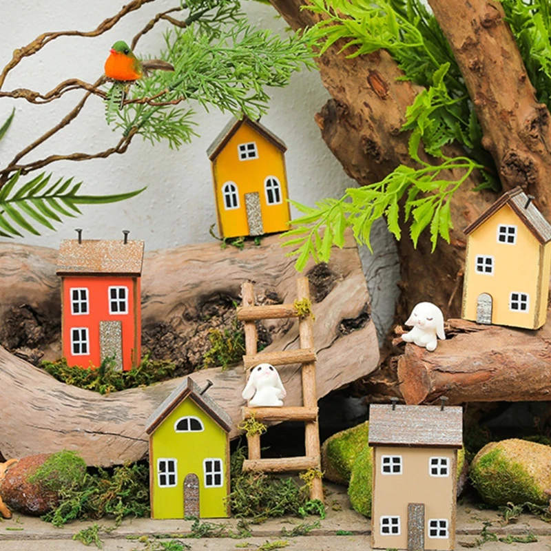 Decoración de casa de madera, casa en miniatura, decoración de escritorio, adorno de cabina, decoración de granja, decoración de guardería, decoración de estantería, regalo para él