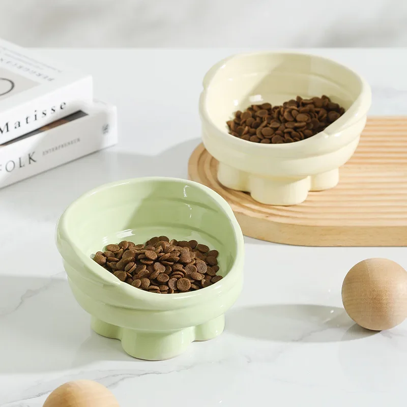 Cuenco de comida de cerámica inclinado para gatos, cuenco elevado para perros, plato de comida ergonómico para gatos, cuenco de comida para mascotas elevado antideslizante para gatos y perros - imagen 3