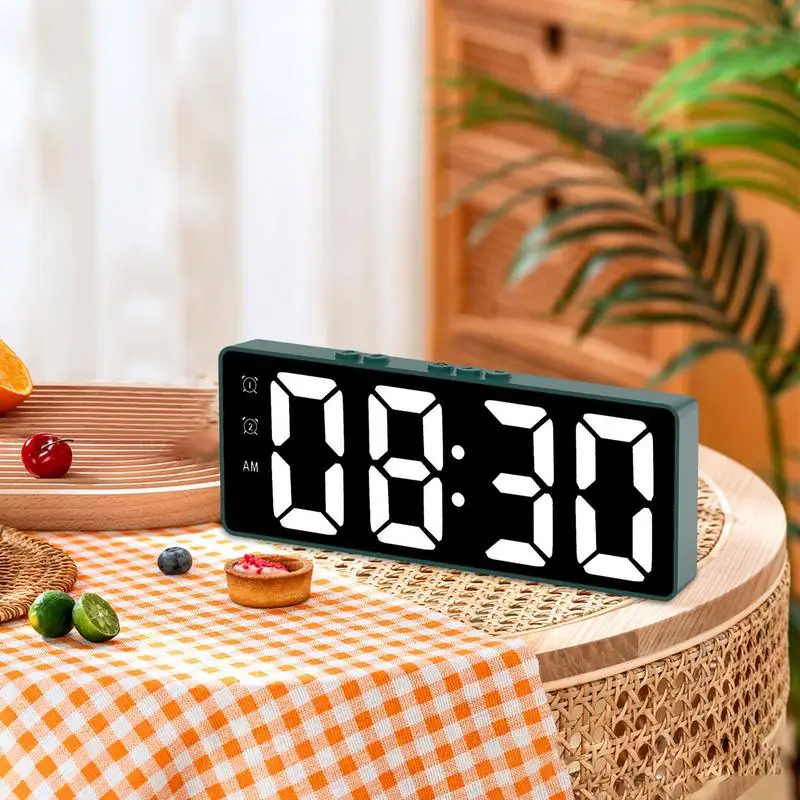 Reloj despertador de espejo LED duradero, relojes de espejo, pantalla grande, funciona con pilas, reloj eléctrico LED para oficina, cocina y sala de estar - imagen 3