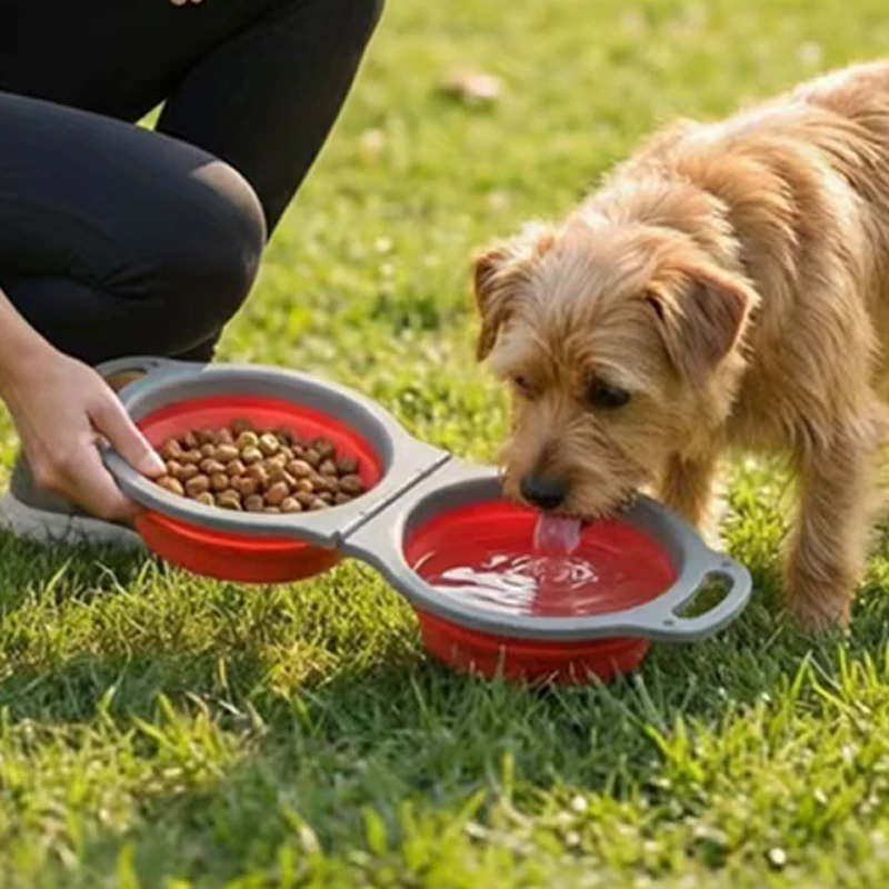 Tazón doble plegable de silicona para perros pequeños portátil - imagen 5