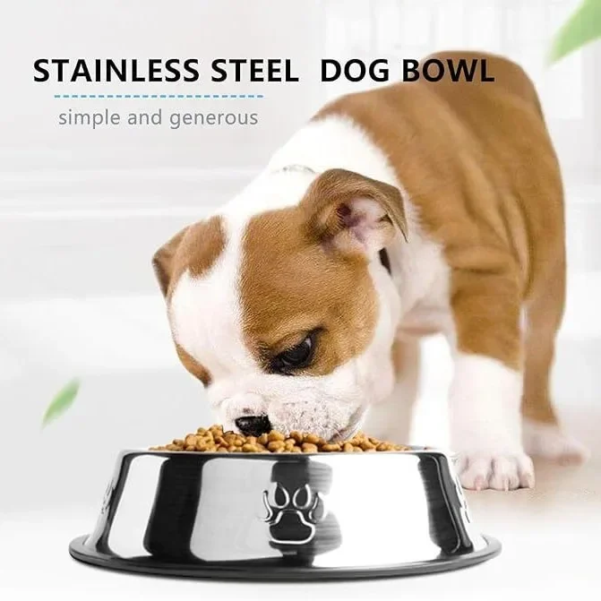 Cuenco grande de acero inoxidable para perros y gatos, lavabo de arroz antideslizante y resistente a mordeduras, cuenco de alimentación para beber para mascotas - imagen 5